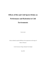 Effects of Hot and Cold Sports Drinks on Performance and Hydration in Cold Environments