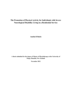 The Promotion of Physical Activity for Individuals with Severe Neurological Disability Living in a Residential Service