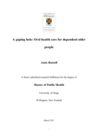A gaping hole: Oral health care for dependent older people
