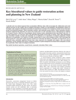 Key biocultural values to guide restoration action and planning in New Zealand