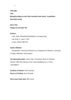 Managing fatigue at work after traumatic brain injury: A qualitative descriptive study