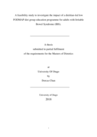 A feasibility study to investigate the impact of a dietitian-led low FODMAP diet group education programme for adults with Irritable Bowel Syndrome (IBS).