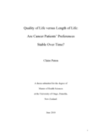 Quality of Life versus Length of Life: Are Cancer Patients' Preferences Stable Over Time?