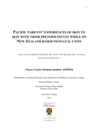 Pacific parents' experiences of skin to skin with their preterm infant while on a New Zealand based neonatal unit
