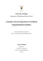Customer service experience of AI-based organisational frontlines