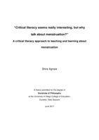 “Critical literacy seems really interesting, but why talk about menstruation?”  A critical literacy approach to teaching and learning about menstruation