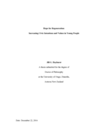 Hope for Regeneration: Increasing Civic Intentions and Values in Young People