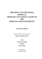 The impact of the rural hospital medicine vocational scope on the Hokianga Health service