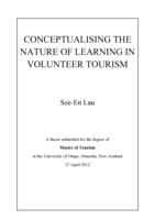 Conceptualising the nature of learning in volunteer tourism
