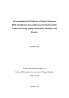 An investigation of the influence of selected factors on pitch identification among instrumental students in the Chinese university setting: Instruments, strategies, and practice