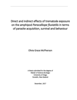 Direct and indirect effects of trematode exposure  on the amphipod Paracalliope fluviatilis in terms  of parasite acquisition, survival and behaviour