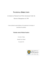 National Direction: An Analysis of National-Level Policy Instruments Under the Resource Management Act 1991