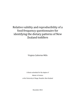 Relative validity and reproducibility of a food frequency questionnaire for identifying the dietary patterns of New Zealand toddlers