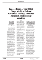 Proceedings of the 233rd Otago Medical School Research Society Meeting -  Summer Student Speaker Awards; 11 May 2016