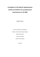 Investigation of the high pH regulated genes slr1501 and sll1392 in the cyanobacterium Synechocystis sp. PCC 6803