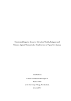 Unintended Impacts: Resource Extraction Wealth, Polygyny and Violence Against Women in the Hela Province of Papua New Guinea