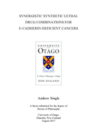 Synergistic Synthetic Lethal Drug Combinations for E-Cadherin-Deficient Cancers