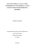 Use of ketamine as a fast acting antidepressant for terminal cancer patients with Major Depressive Disorder
