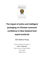 The impact of active and intelligent packaging on Chinese consumer confidence in New Zealand food export products