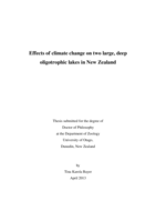 Effects of climate change on two large, deep oligotrophic lakes in New Zealand