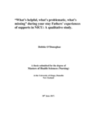 "What's helpful, what's problematic, what's missing" during your stay? Fathers' experiences of supports in NICU: A qualitative study
