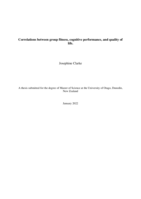 Correlations between group fitness, cognitive performance and quality of life.