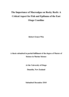 The Importance of Macroalgae on Rocky Reefs: A Critical Aspect for Fish and Epifauna of the East Otago Coastline