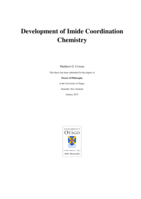 Development of Imide Coordination Chemistry