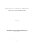 A Qualitative Study Exploring the Feasibility of Measuring Household Food Security Online and Household Food Insecurity among Former Refugees.