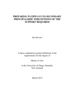 Preparing Pathways To Secondary Principalship: Perceptions Of The Support Required