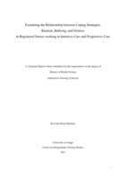 Examining the Relationship between Coping Strategies,  Burnout, Bullying, and Distress  in Registered Nurses working in Intensive Care and Progressive Care