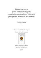 Data entry into a  spinal cord injury registry: a qualitative exploration of clinicians’ perceptions, influences and barriers