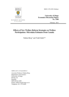Effects of New Welfare Reform Strategies on Welfare Participation: Microdata Estimates from Canada