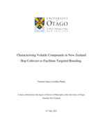 Characterising volatile compounds in New Zealand hop cultivars to facilitate targeted breeding.