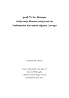 Speak to me, Stranger: Subjectivity, Homosexuality and the Preliberation Narratives of James Courage