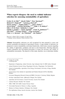 When experts disagree: the need to rethink indicator selection for assessing sustainability of agriculture