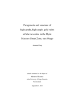 Paragenesis and structure of high-grade, high-angle, gold veins at Macraes mine in the Hyde Macraes Shear Zone, east Otago