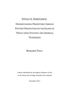 Style vs. Substance: Understanding Prehistoric Samoan Pottery Production on the Island of 'Upolu Using Stylistic and Chemical Techniques