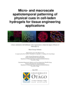 Micro- and macroscale spatiotemporal patterning of physical cues in cell-laden hydrogels for tissue engineering applications