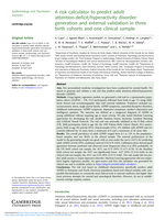 A risk calculator to predict adult attention-deficit/hyperactivity disorder: generation and external validation in three birth cohorts and one clinical sample