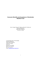 Consumer benefits and acceptance of genetically modified food