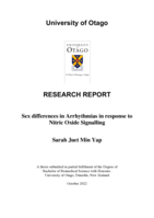 Sex differences in Arrhythmias in response to Nitric Oxide Signalling