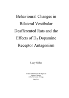 Behavioural Changes in Bilateral Vestibular Deafferented Rats and the Effects of D2 Dopamine Receptor Antagonism