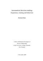 Aeronautical decision making : experience, training and behaviour