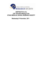 Proceedings of the 210th Otago Medical School Research Society Meeting -  Masters/Honours Student Speaker Awards; 9 Nov 2011