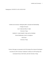 Aesthetics and astronomy: Studying the public's perception and understanding of imagery from space