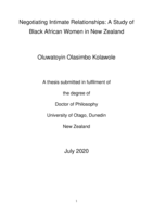 Negotiating intimate relationships: A study of black African women in New Zealand