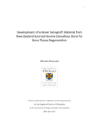Development of a Novel Xenograft Material from New Zealand Sourced Bovine Cancellous Bone for Bone Tissue Regeneration