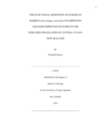 The Functional Responses of European  Rabbits (Oryctolagus cuniculus) on Improved  and Semi-Improved Pastures in the  Semi-Arid Grasslands of Central Otago,  New Zealand