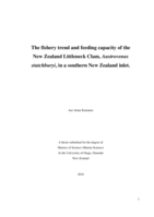 The fishery trend and feeding capacity of the New Zealand Littleneck Clam, Austrovenus stutchburyi, in a southern New Zealand inlet.